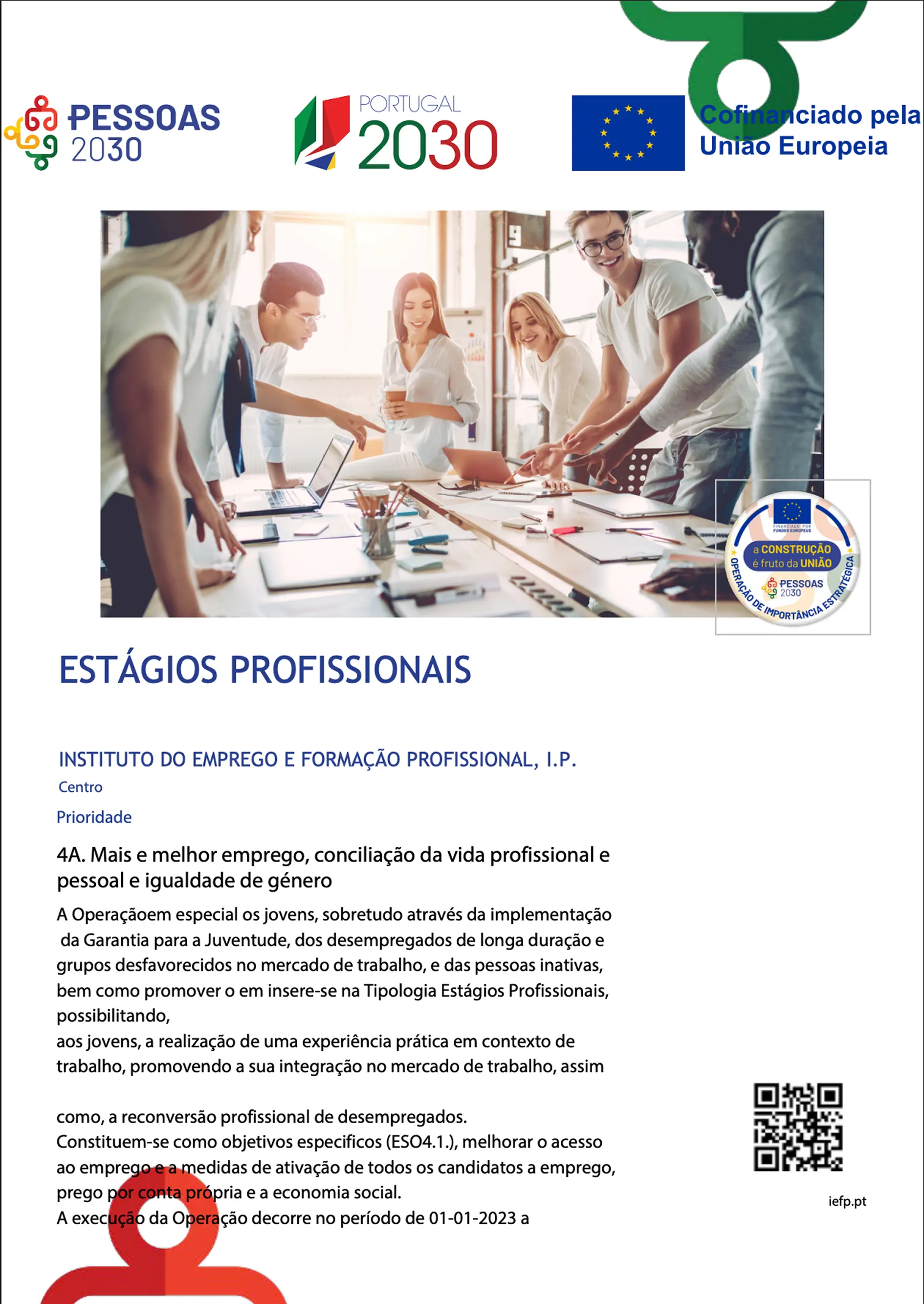 Cartaz oficial IEFP - Estágios Profissionais